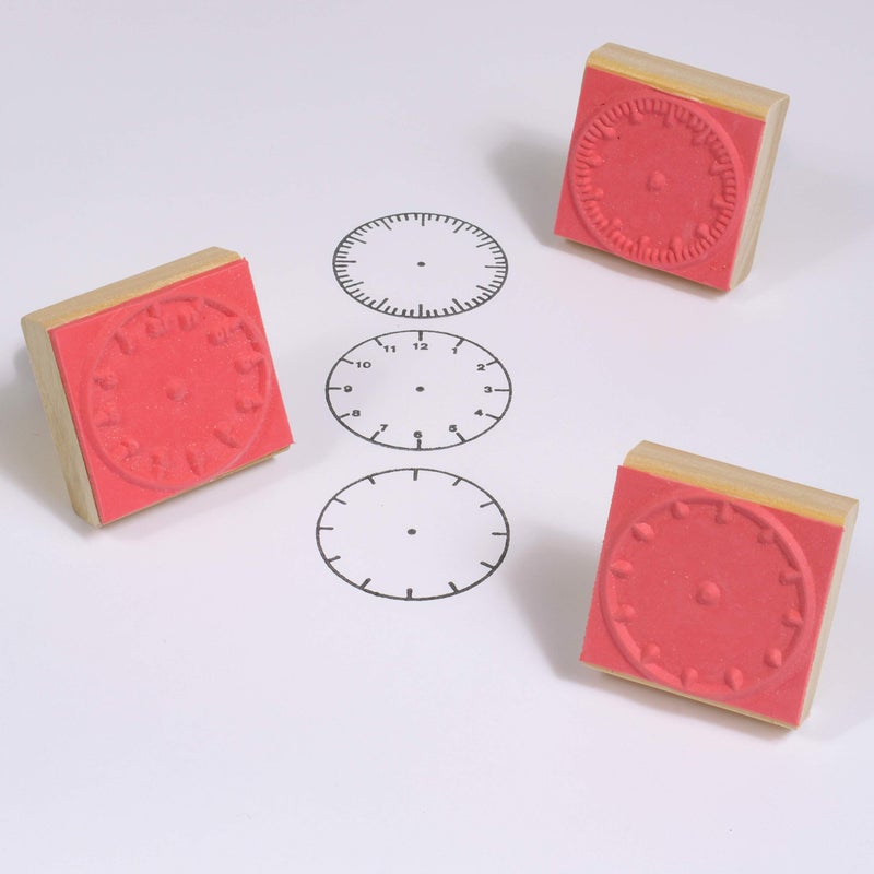 READY 2 LEARN Analog Clock Stamps - Set of 3 - Wooden Stamps for Telling Time Activities and DIY - Use for Flashcards, Worksheets, Invitations, Albums and Scrapbooks - Image 4